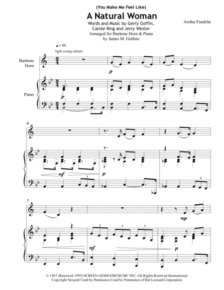 (You Make Me Feel Like) A Natural Woman (arr. James M. Guthrie, ASCAP)