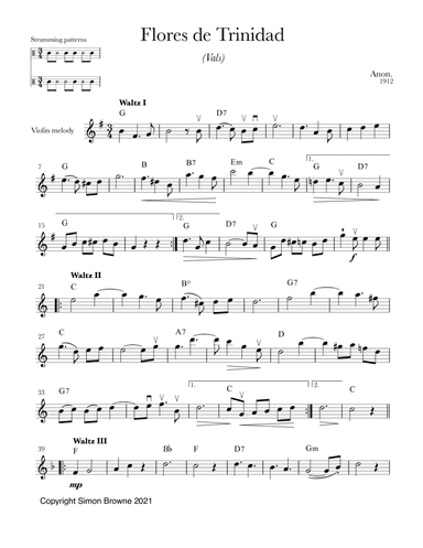 Flores de Trinidad (vals) for violin and guitar (arr. Simon Browne)
