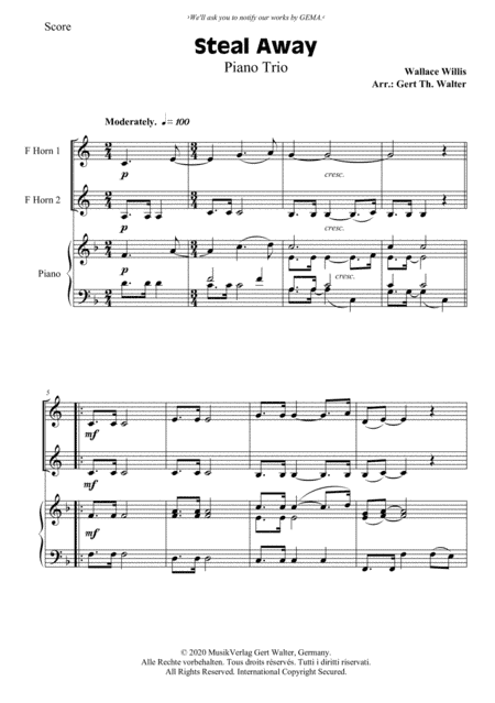 Steal Away (arr. Gert Th. Walter)