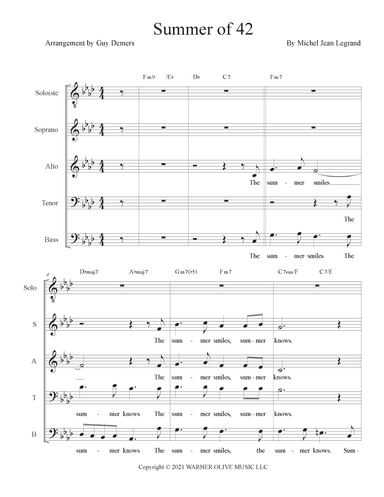 Summer Of 42 (arr. Guy Demers)