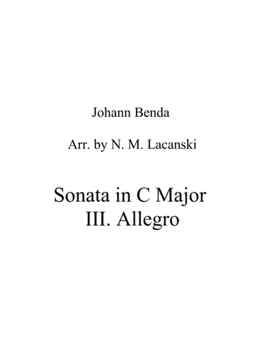 Sonata in C Major Movement 3 Allegro (arr. Nick Lacanski)
