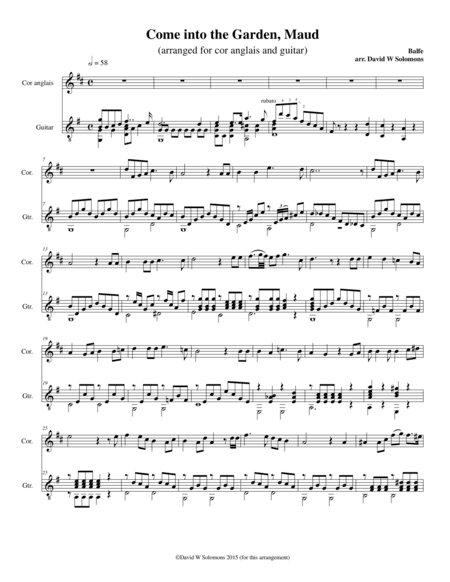 Come into the garden Maud for cor anglais and guitar (arr. David Warin Solomons)