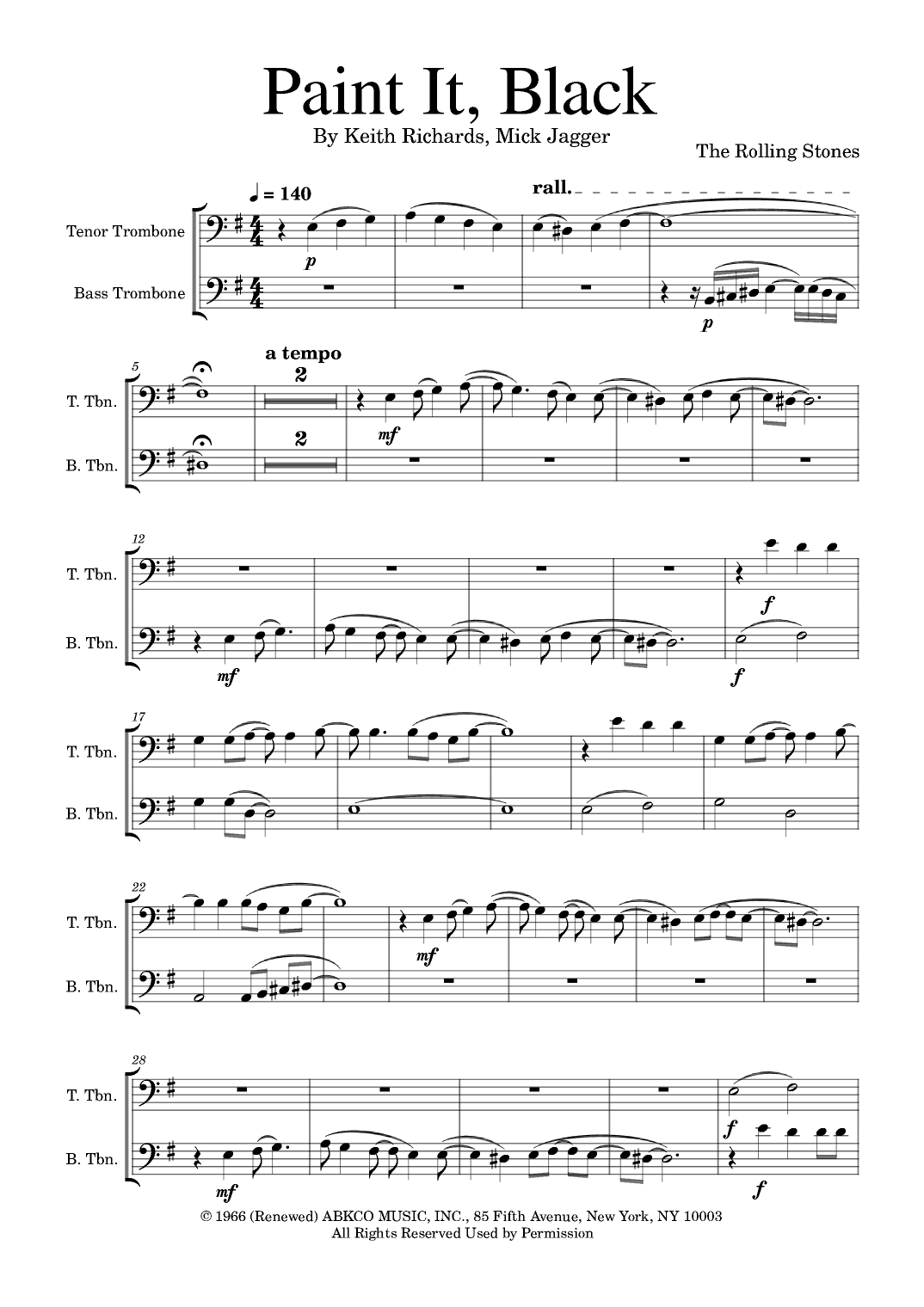 Paint It, Black (arr. Golden Skull Editions)