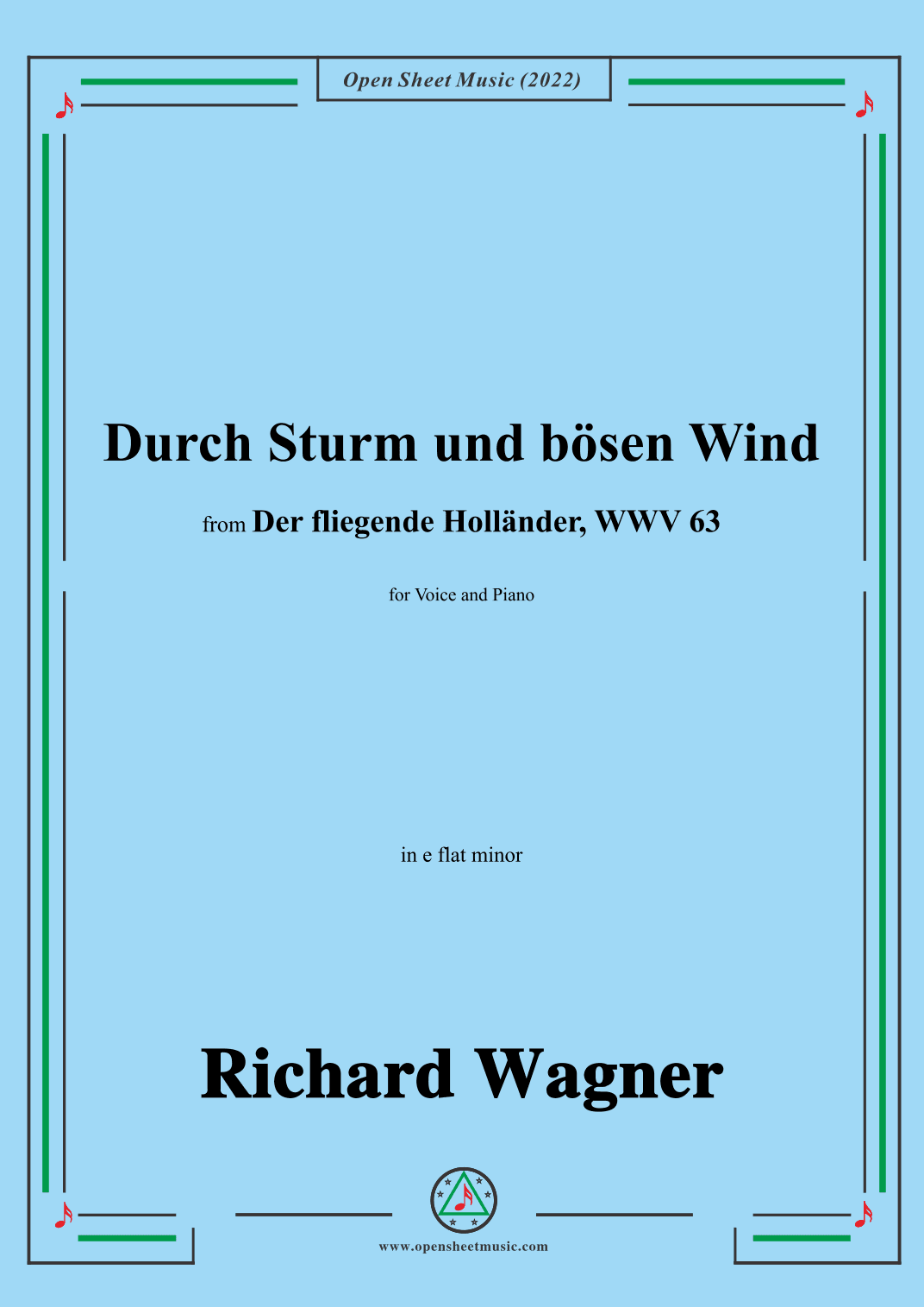 R. Wagner-Durch Sturm und bösen Wind,in e flat minor,from Der fliegende Hollander,WWV 63 (arr. OSM Press)