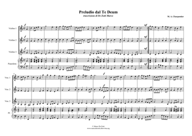 Te Deum Prelude (for 3 Violins and Piano/Organ) (arr. Marco De Zotti)