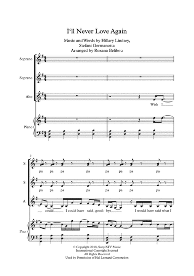 I'll Never Love Again (arr. Roxana Belibou)