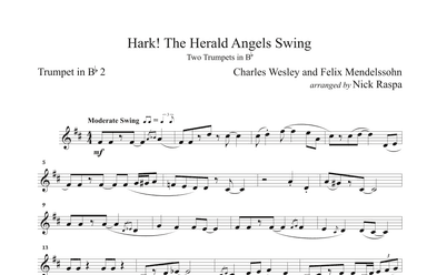 Hark! The Herald Angels Swing (Two B Flat Trumpets) Trumpet 2 part (arr. Nick Raspa)