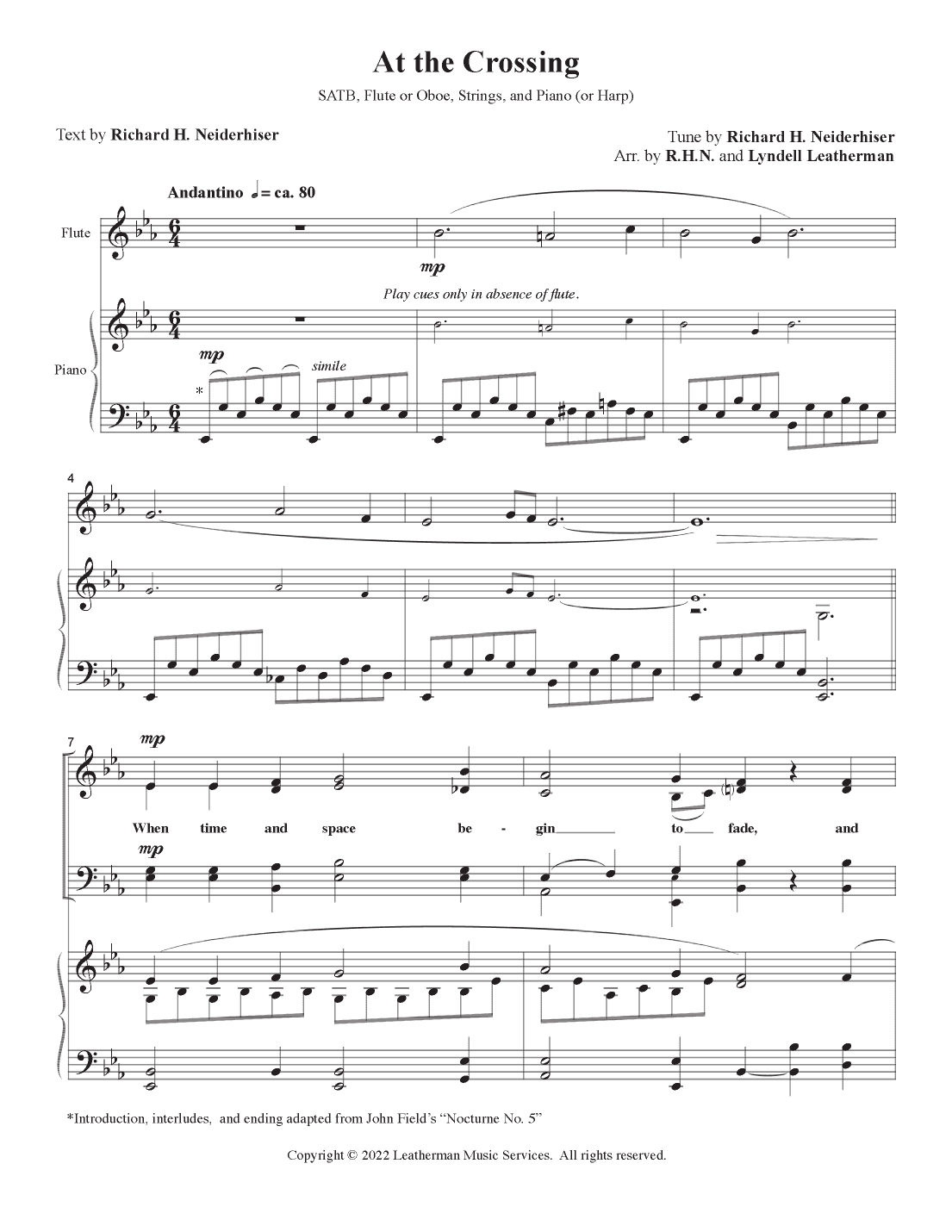 At the Crossing: SATB and Piano