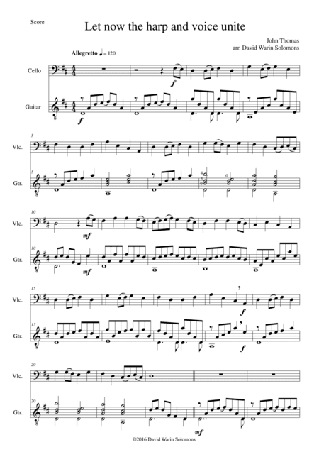 Let now the harp and voice unite - for cello and guitar (arr. David Warin Solomons)