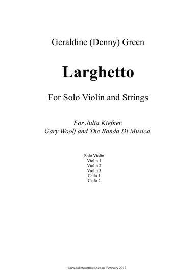 Larghetto, for Solo Violin and Strings (School Arrangement)