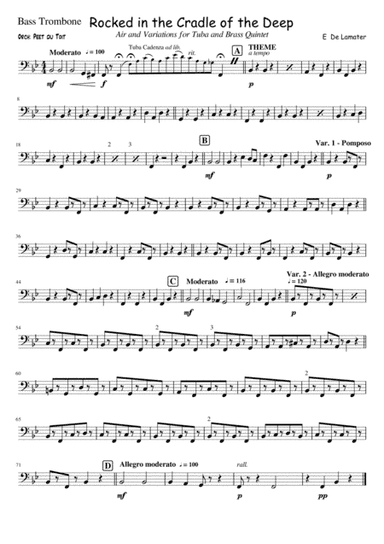 Rocked in the Cradle of the Deep (tuba solo & brass quintet) - E De Lamater (arr. Peet du Toit)