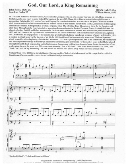 God, Our Lord, a King Remaining (arr. Lyndell Leatherman)