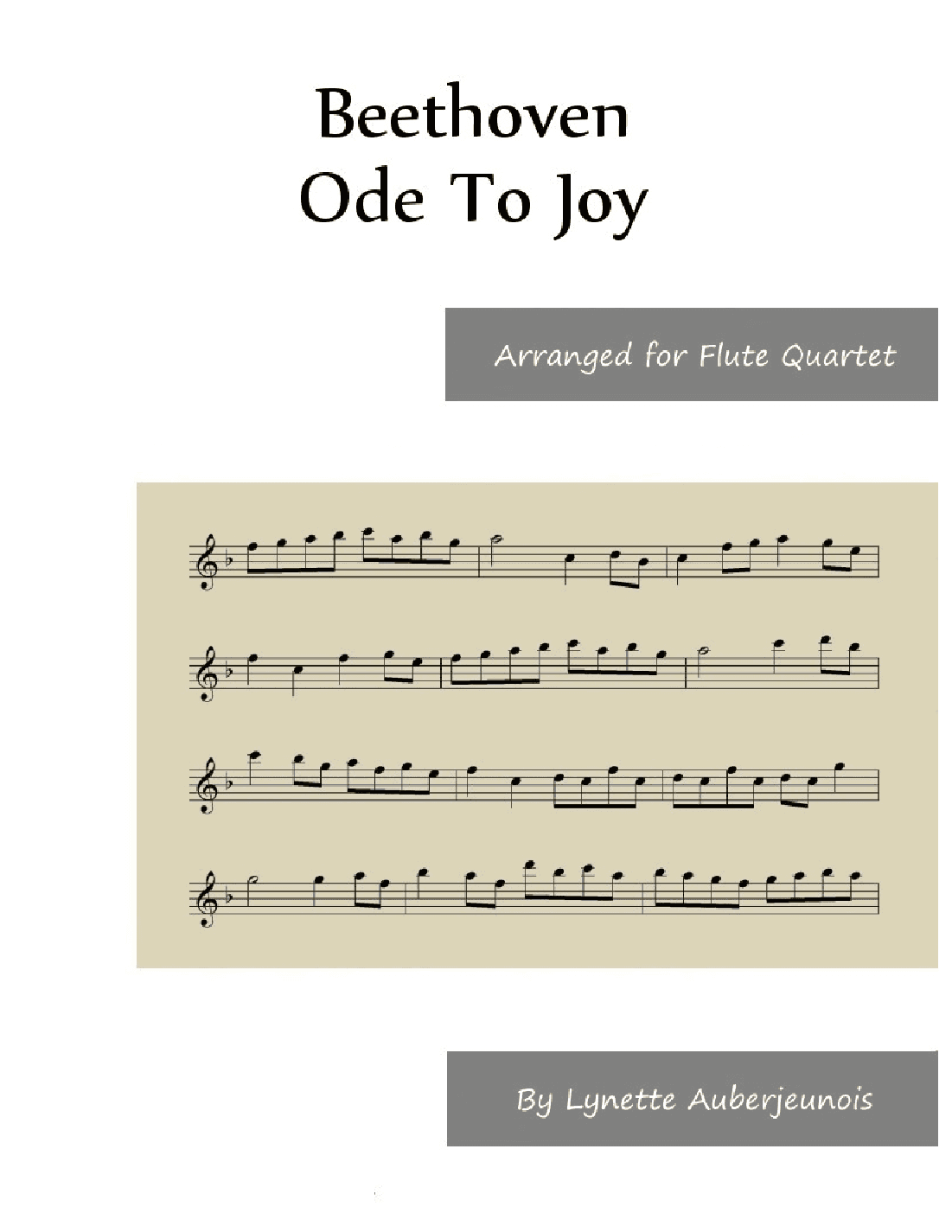 Ode to Joy - Flute Quartet (arr. Lynette Auberjeunois)