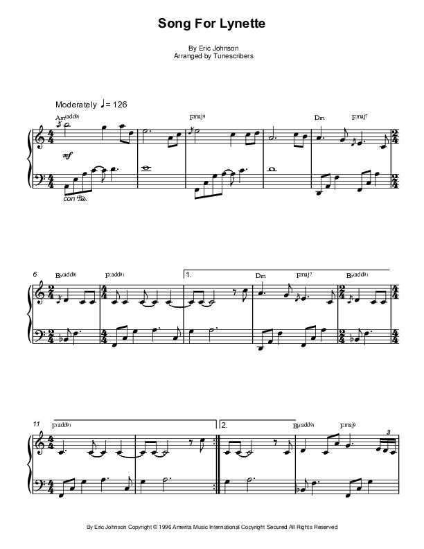 Song For Lynette (arr. Tunescribers)