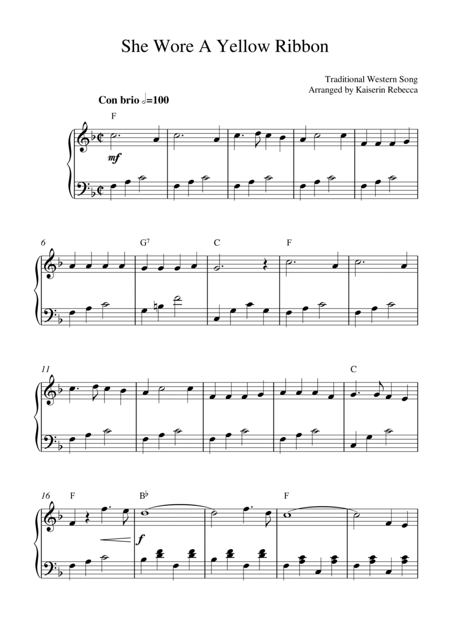 She Wore A Yellow Ribbon (arr. Kaiserin Rebecca)