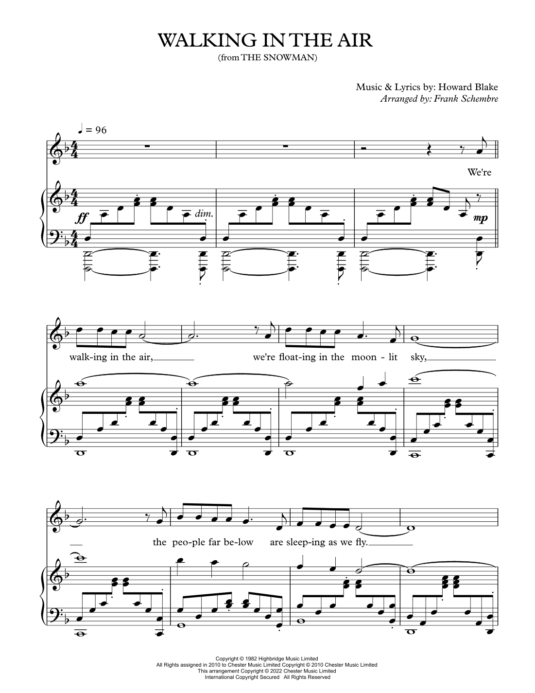 Walking In The Air (arr. Frank Schembre)