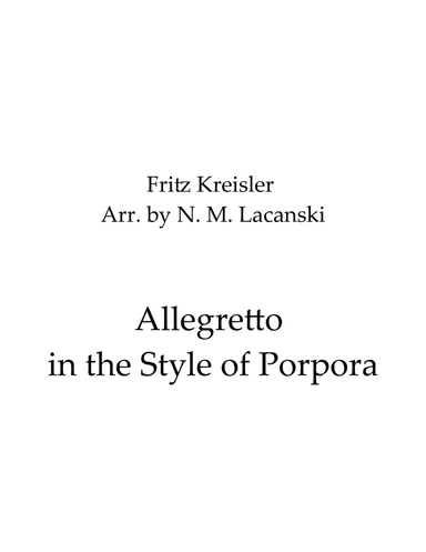 Allegretto in the Style of Porpora (arr. Nick Lacanski)