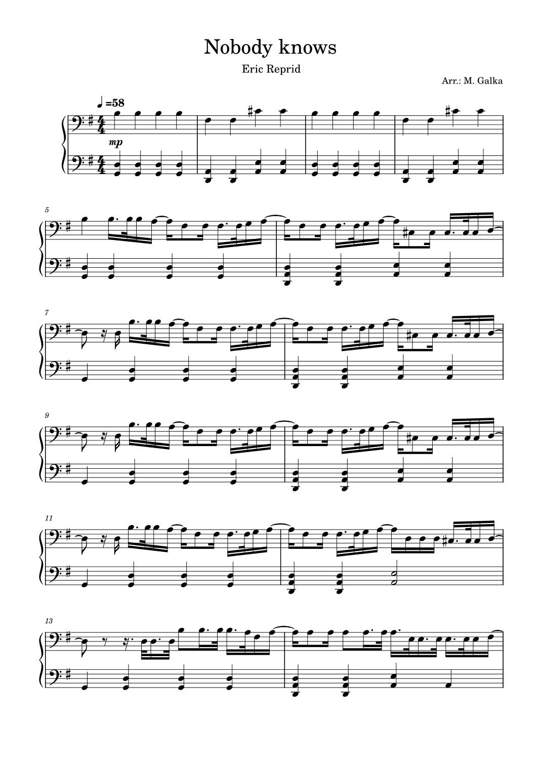 Nobody Knows (arr. M. Galka)