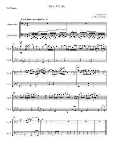 Ave Maria (Franz Schubert) for Cello Duo (arr. Fernando Britto)
