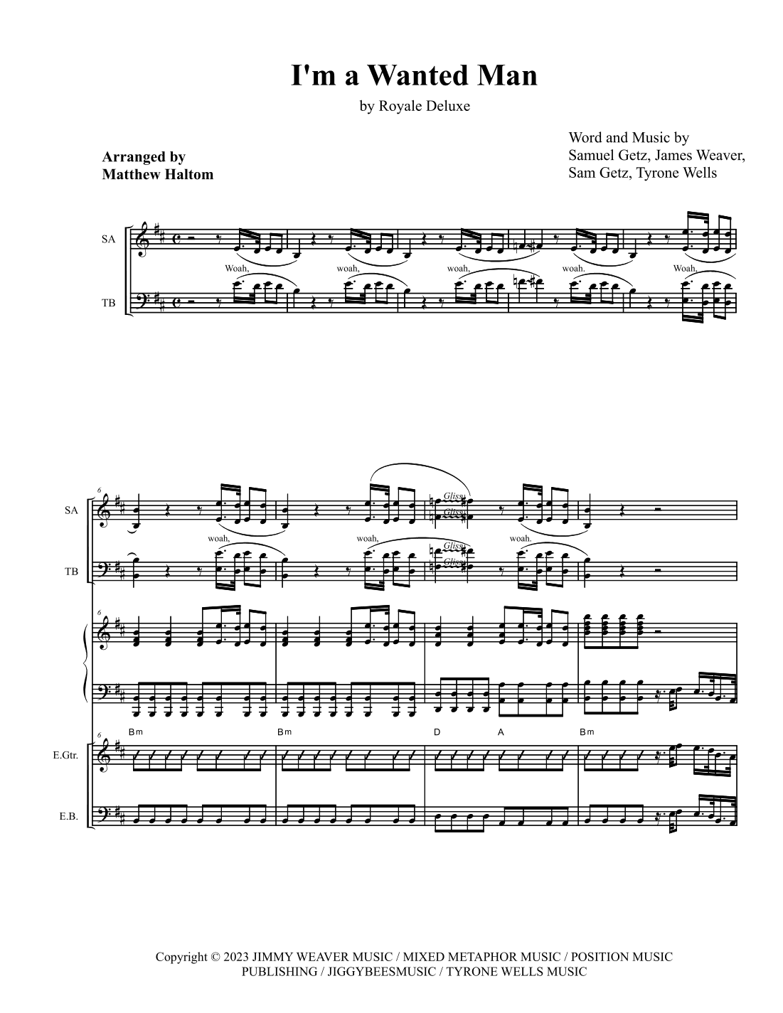 I'm A Wanted Man (arr. Matthew Haltom)