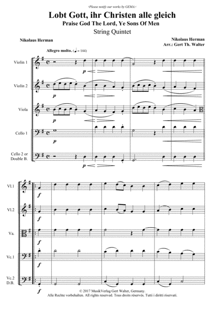 Praise God The Lord, Ye Sons Of Men (arr. Gert Th. Walter)