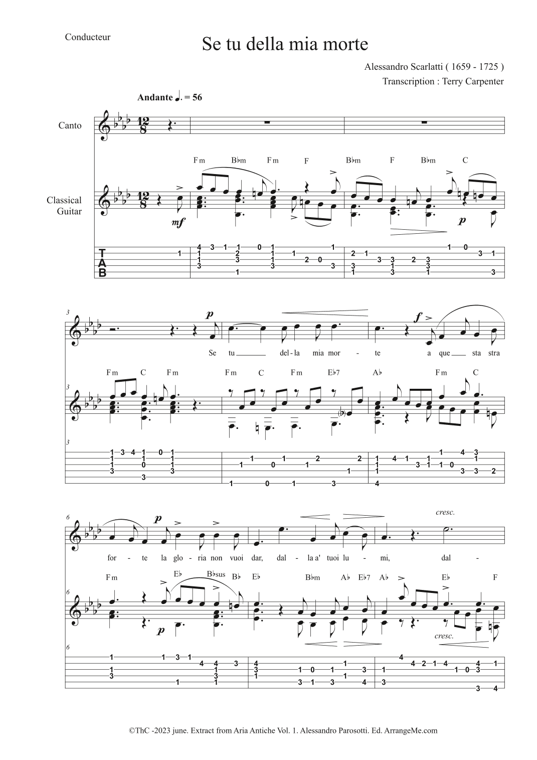 Se Tu Della Mia Morte ( Extract from Aria Antiche. Vol. 1 ) (arr. Terry Carpenter)