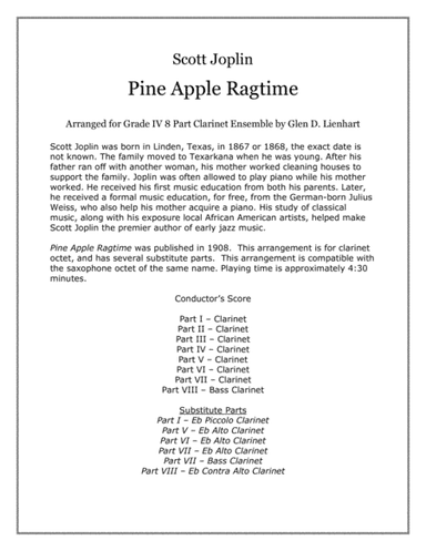 Pine Apple Ragtime (Clarinets) (arr. Glen D. Lienhart)