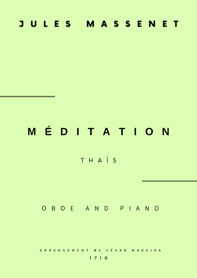 Meditation from Thais - Oboe and Piano (Full Score and Parts) (arr. César Madeira)