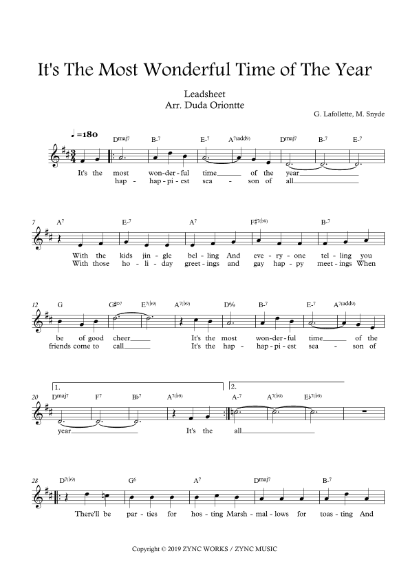 It's The Most Wonderful Time Of Year (arr. Duda Oriontte)