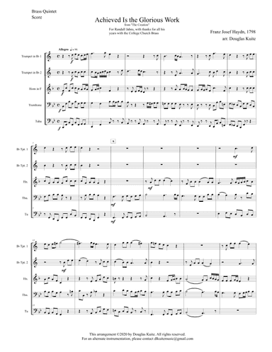 "Achieved Is the Glorious Work" (from 'The Creation') for brass quintet (arr. Douglas Kuite)