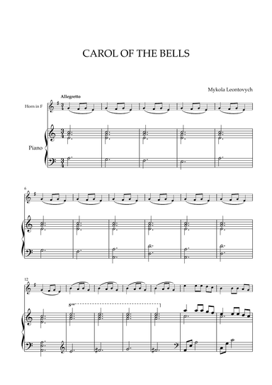 Mykola Leontovych - Carol of The Bells (for French Horn and Piano) (arr. Cadenza Editions)