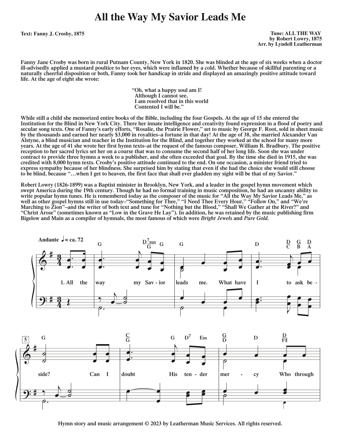 All the Way My Savior Leads Me (arr. Lyndell Leatherman)