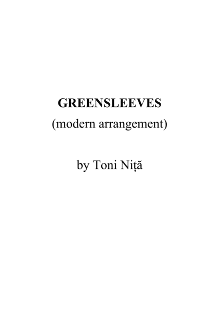 Greensleeves (modern piano arrangement) (arr. Toni Nita)