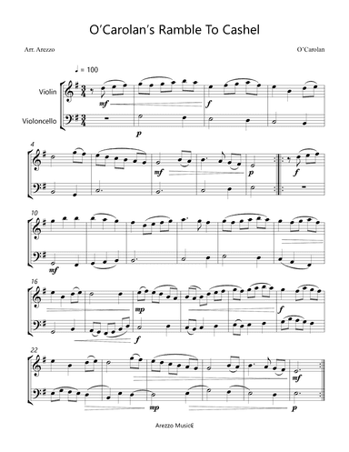 O’Carolan’s Ramble To Cashel - Violin and Cello Arrangement (arr. Arezzo Music)