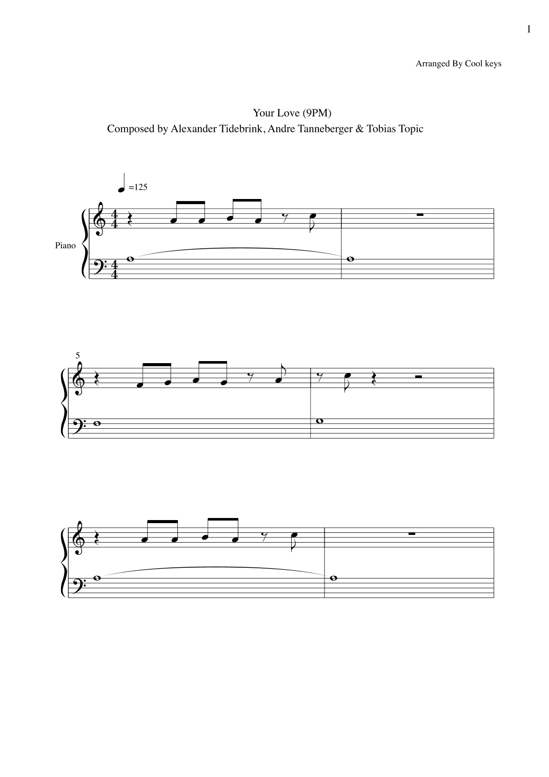 Your Love (9pm) (arr. Cool Keys)