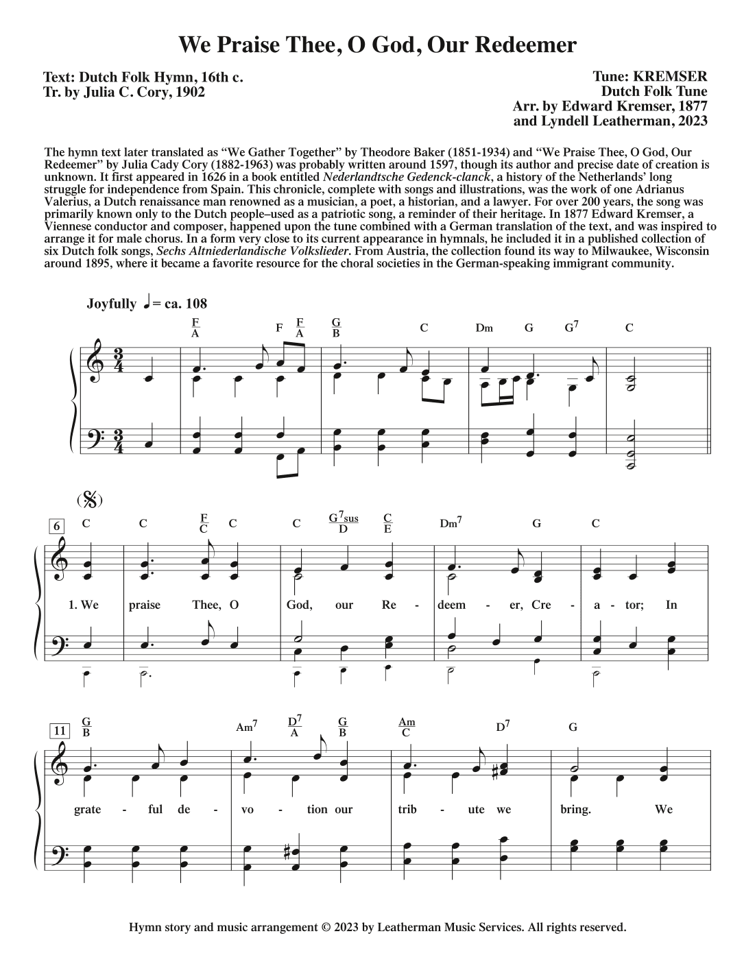 We Praise Thee, O God, Our Redeemer (arr. Lyndell Leatherman)