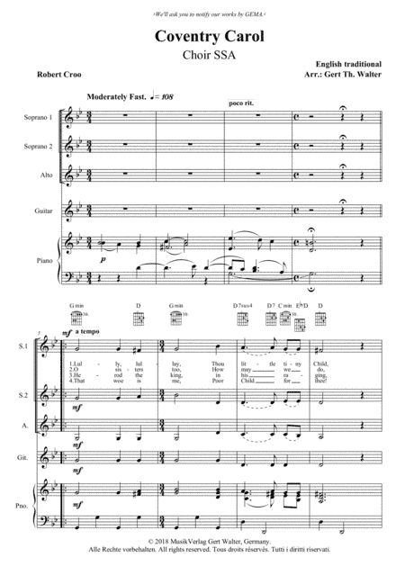 Coventry Carol (arr. Gert Th. Walter)