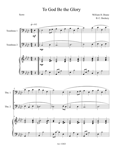 To God Be the Glory (Trombone Duet with Piano Accompaniment) (arr. B. C. Dockery)