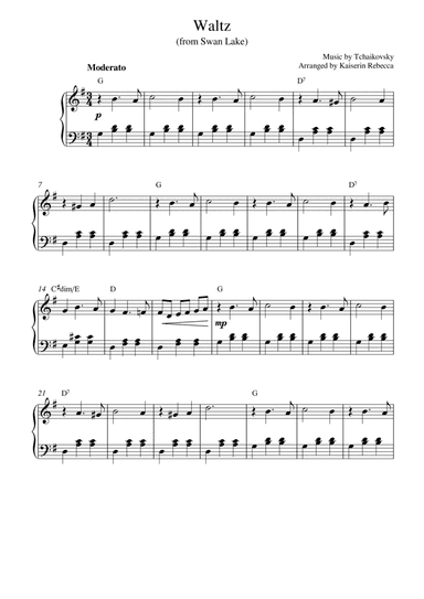 Waltz (from Swan Lake) (for piano solo with chords) (arr. Kaiserin Rebecca)