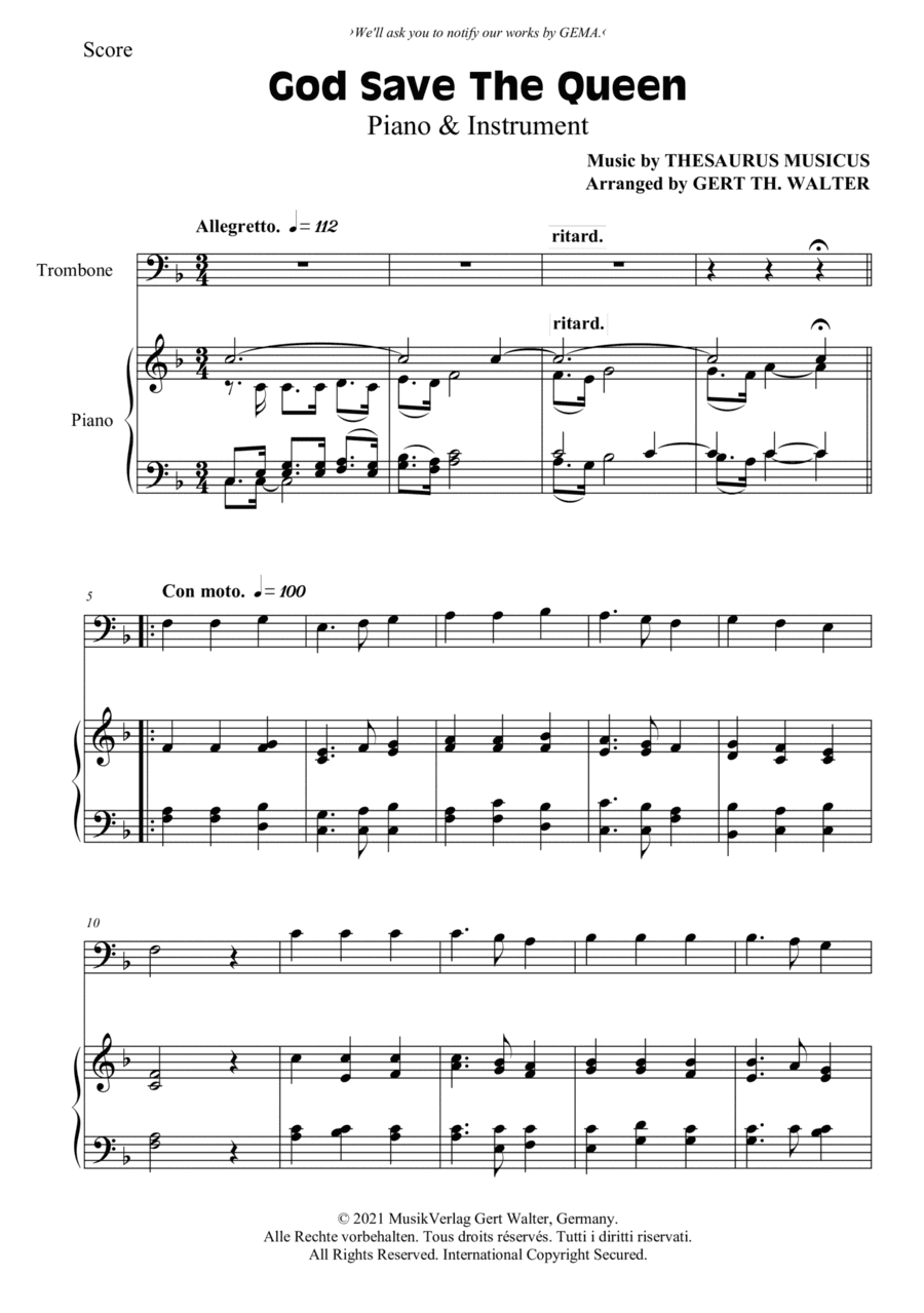 God Save The Queen (arr. Gert Th. Walter)