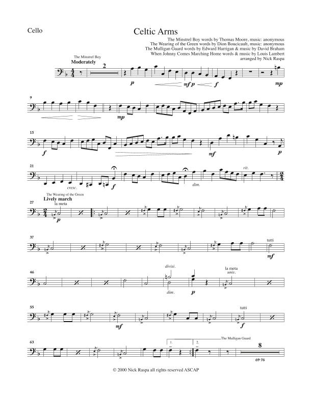 Celtic Arms - Cello part (arr. Nick Raspa)