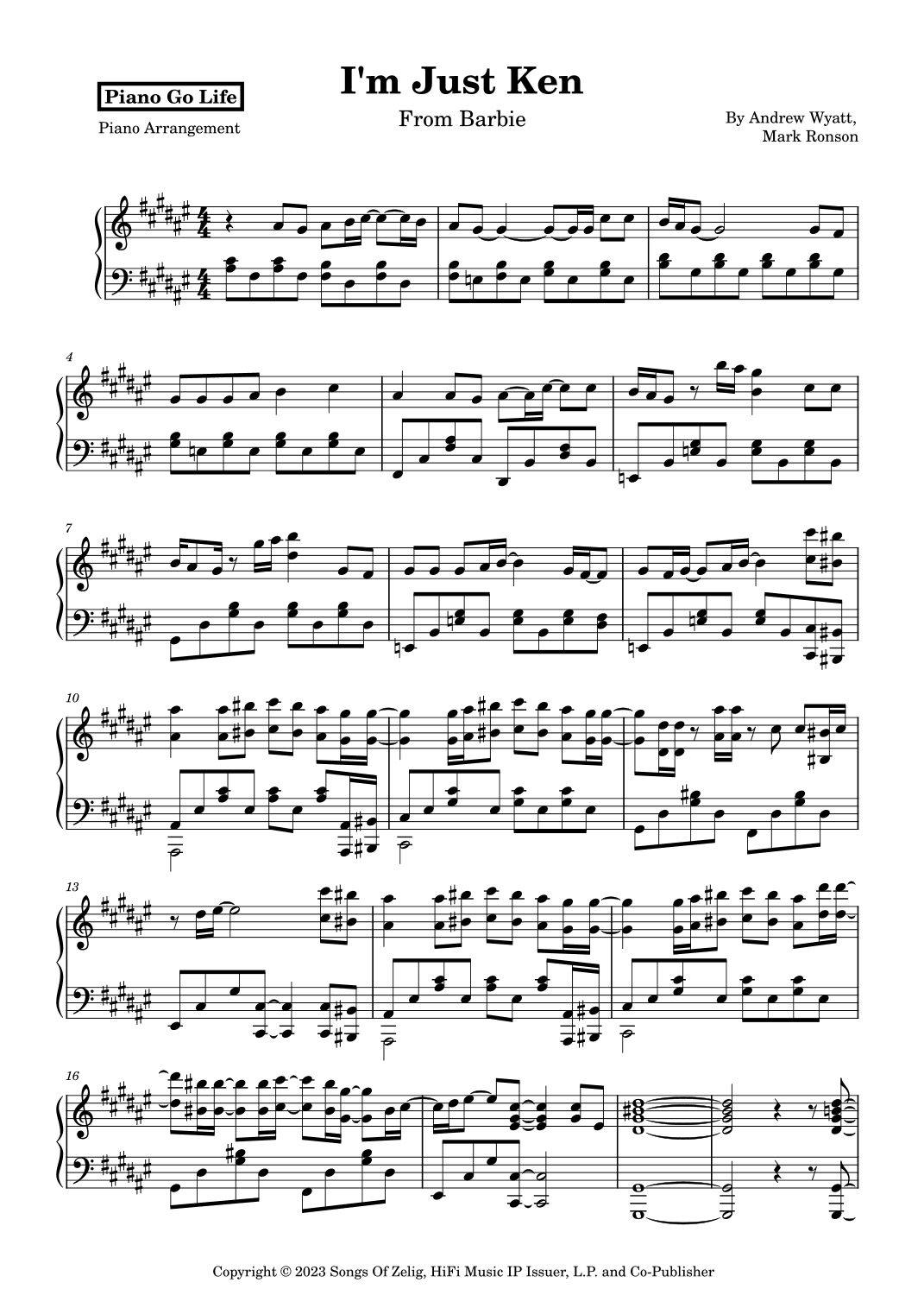 I'm Just Ken (arr. Piano Go Life)
