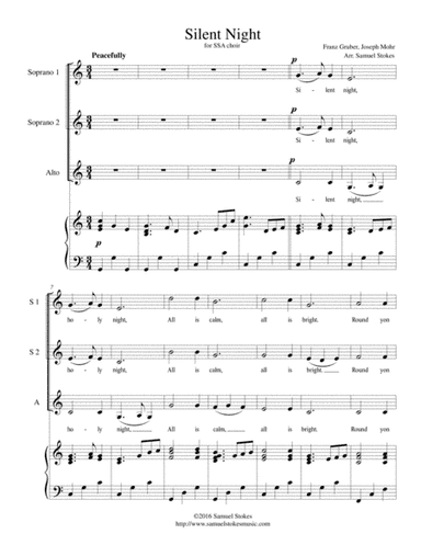 Silent Night - for SSA choir with piano accompaniment (arr. Samuel Stokes)