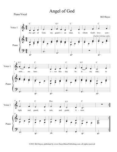 Angel of God (Combined piano/vocal and leadsheet/ congregational-worship aid versions)