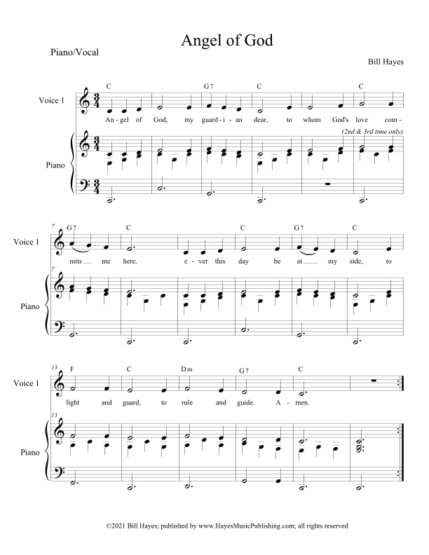 Angel of God (Combined piano/vocal and leadsheet/ congregational-worship aid versions)