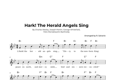 Hark! The Herald Angels Sing (Key of B-Flat Major) (arr. R. Salvario)