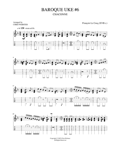 Baroque Uke #6 Chaconne by François Le Cocq (arr. Chris Webster)