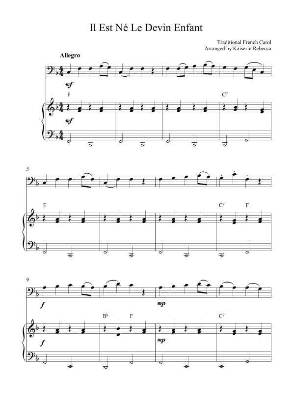 Il Est Né Le Devin Enfant (arr. Kaiserin Rebecca)