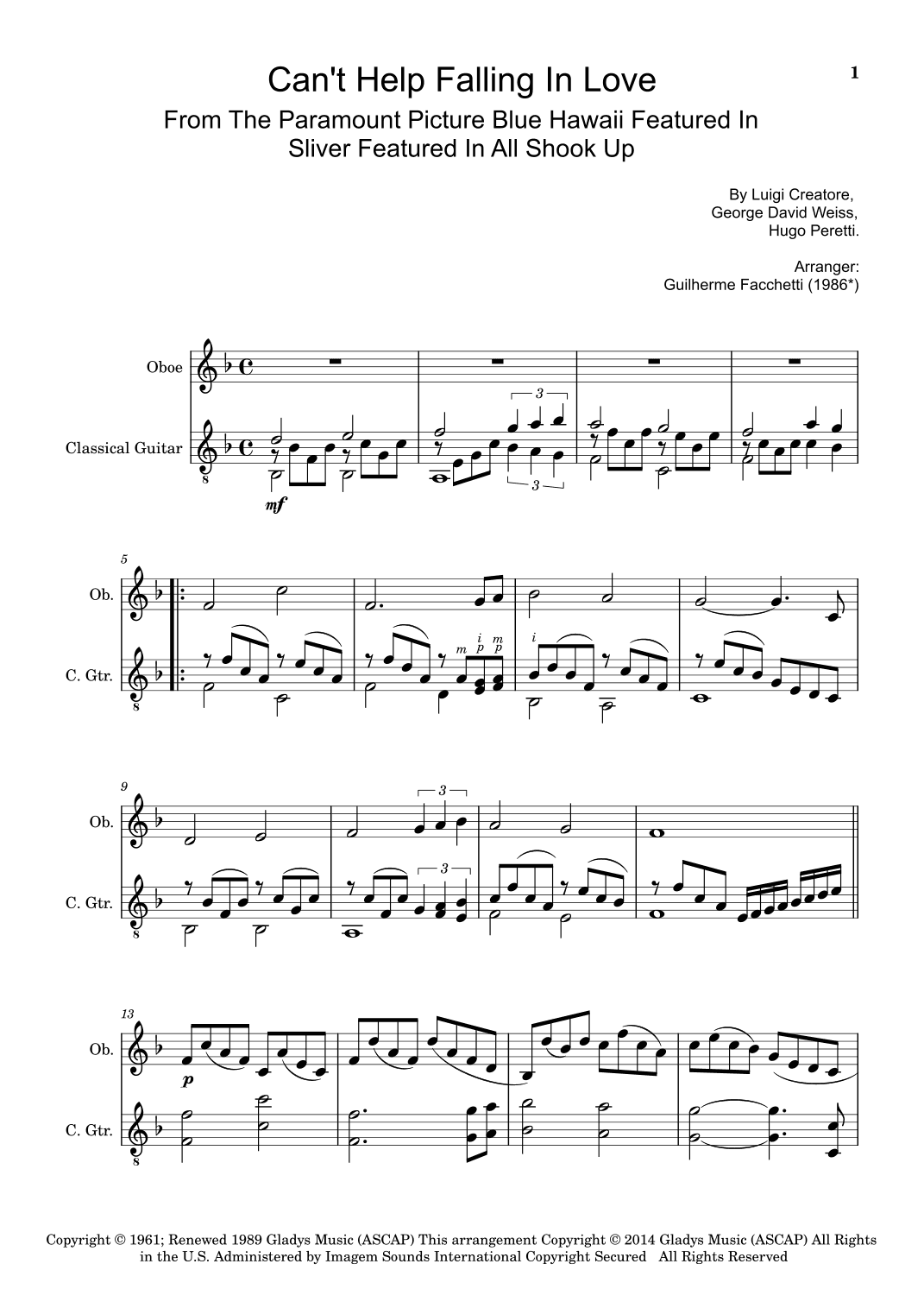 Can't Help Falling In Love (arr. Guilherme Facchetti)