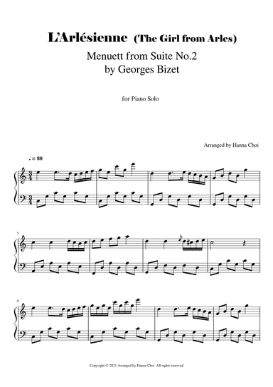 L’Arlésienne (The Girl from Arles)  by Georges Bizet [for Piano Solo] (arr. Hanna Choi)